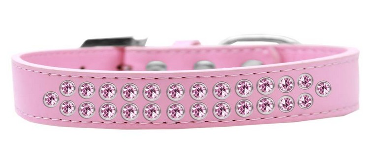 Two Row Light Pink Crystal Size 14 Light Pink Dog Collar